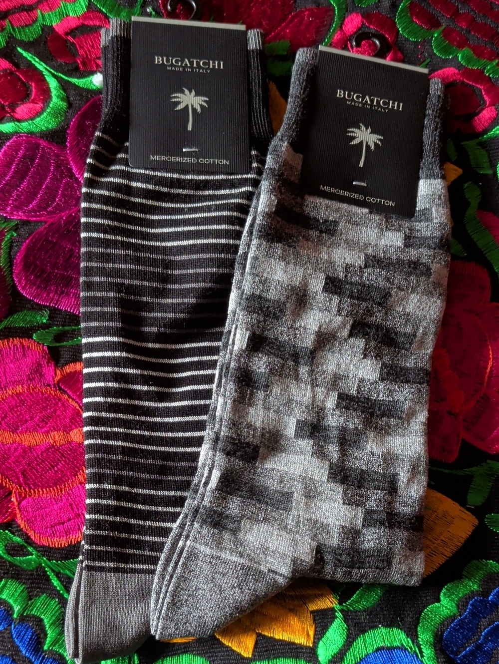 Bugatchi Gray & Black Patterned Dress Socks - 2 Pack